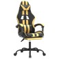 Sedia da Gaming con Poggiapiedi Nero e Oro in Similpelle Sedia da Gaming con Poggiapiedi Nero e Oro in Similpelle