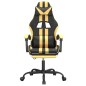 Sedia da Gaming con Poggiapiedi Nero e Oro in Similpelle Sedia da Gaming con Poggiapiedi Nero e Oro in Similpelle
