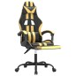 Sedia da Gaming con Poggiapiedi Nero e Oro in Similpelle Sedia da Gaming con Poggiapiedi Nero e Oro in Similpelle