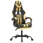 Sedia da Gaming con Poggiapiedi Nero e Oro in Similpelle Sedia da Gaming con Poggiapiedi Nero e Oro in Similpelle