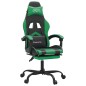 Sedia da Gaming con Poggiapiedi Nero e Verde in Similpelle Sedia da Gaming con Poggiapiedi Nero e Verde in Similpelle