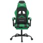 Sedia da Gaming con Poggiapiedi Nero e Verde in Similpelle Sedia da Gaming con Poggiapiedi Nero e Verde in Similpelle