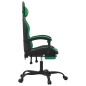 Sedia da Gaming con Poggiapiedi Nero e Verde in Similpelle Sedia da Gaming con Poggiapiedi Nero e Verde in Similpelle
