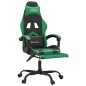 Sedia da Gaming con Poggiapiedi Nero e Verde in Similpelle Sedia da Gaming con Poggiapiedi Nero e Verde in Similpelle