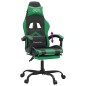 Sedia da Gaming con Poggiapiedi Nero e Verde in Similpelle Sedia da Gaming con Poggiapiedi Nero e Verde in Similpelle