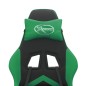 Sedia da Gaming con Poggiapiedi Nero e Verde in Similpelle Sedia da Gaming con Poggiapiedi Nero e Verde in Similpelle
