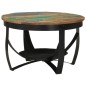 Tavolino Ø 68x43 cm in Legno Massello di Recupero e Ferro Tavolino Ø 68x43 cm in Legno Massello di Recupero e Ferro