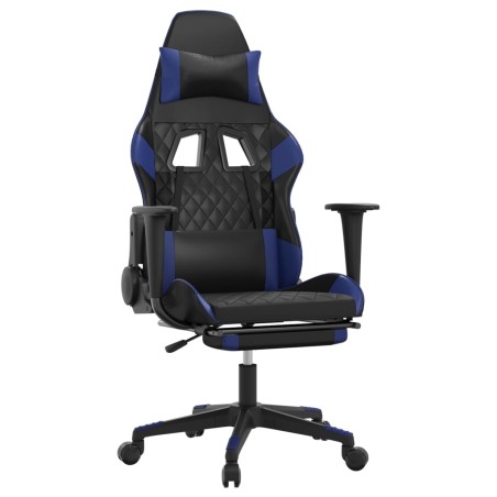vidaXL Sedia da Gaming con Poggiapiedi Nero e Blu in Similpelle