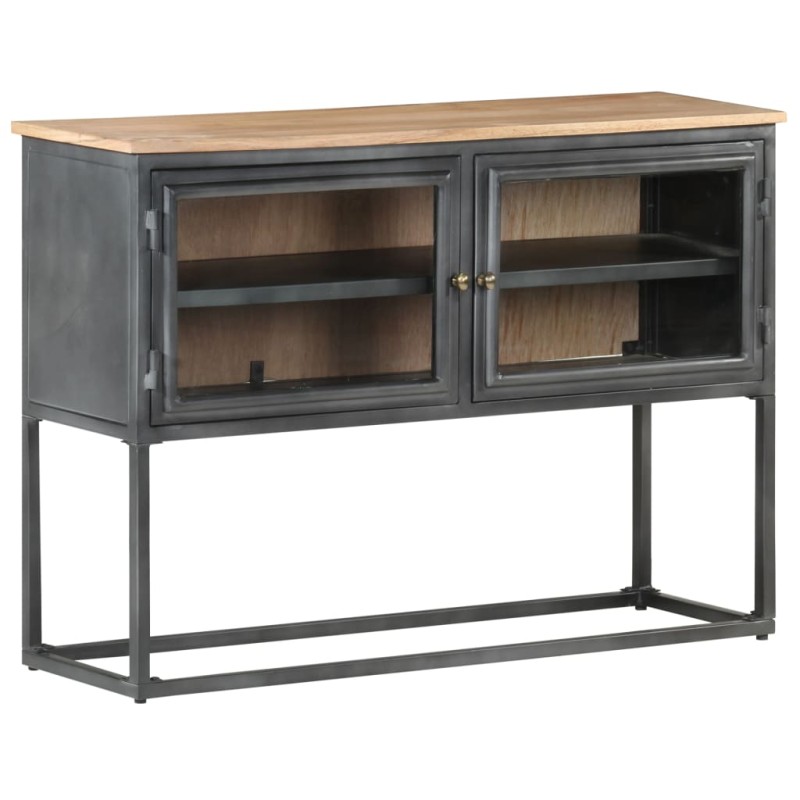 Credenza Grigia 100x30x70 cm in Legno Massello di Acacia Credenza Grigia 100x30x70 cm in Legno Massello di Acacia