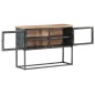 Credenza Grigia 100x30x70 cm in Legno Massello di Acacia Credenza Grigia 100x30x70 cm in Legno Massello di Acacia