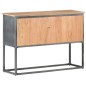 Credenza Grigia 100x30x70 cm in Legno Massello di Acacia Credenza Grigia 100x30x70 cm in Legno Massello di Acacia