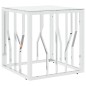Tavolino da Salotto Argento 50x50x50 cm in Acciaio Inox e Vetro