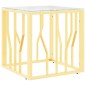Tavolino da Salotto Oro 50x50x50 cm in Acciaio Inox e Vetro