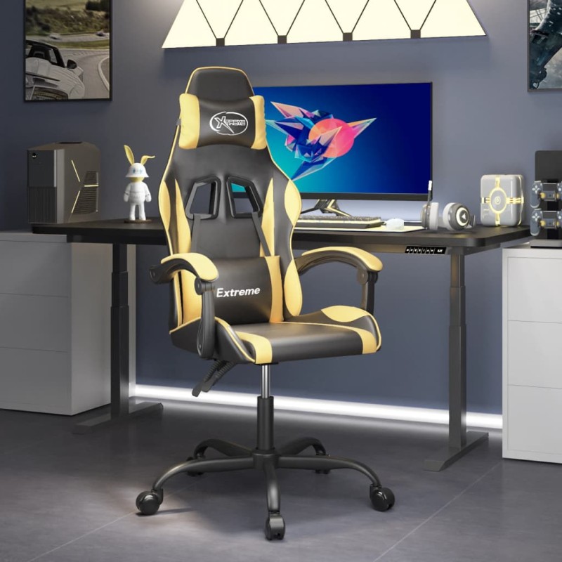 Sedia da Gaming Nera e Oro in Similpelle Sedia da Gaming Nera e Oro in Similpelle
