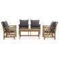 Set Divani da Giardino 5 pz con Cuscini in Massello di Acacia Set Divani da Giardino 5 pz con Cuscini in Massello di Acacia