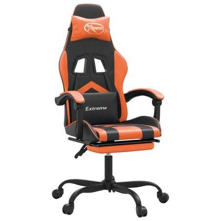 vidaXL Sedia da Gaming con Poggiapiedi Nero e Arancione in Similpelle