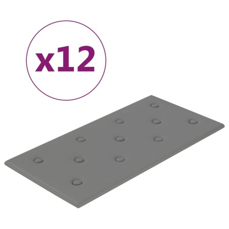 vidaXL Pannelli Murali 12 pz Grigi 60x30 cm Similpelle 2,16 m²