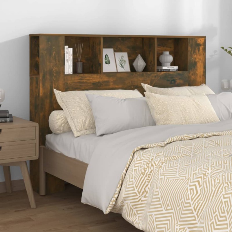 Testiera con Scomparti Rovere Fumo 140x18,5x104,5 cm Testiera con Scomparti Rovere Fumo 140x18,5x104,5 cm