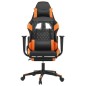 Sedia da Gaming con Poggiapiedi Nero e Arancione in Similpelle Sedia da Gaming con Poggiapiedi Nero e Arancione in Similpelle