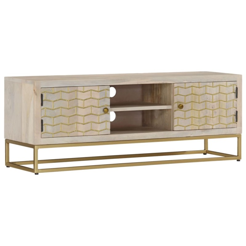 Mobile Porta TV 110x30x40 cm Legno Massello di Mango Sbiancato Mobile Porta TV 110x30x40 cm Legno Massello di Mango Sbiancato