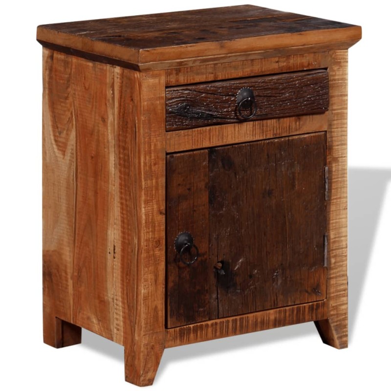 Comodino in Legno Massello di Acacia e di Recupero Comodino in Legno Massello di Acacia e di Recupero