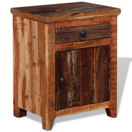 Comodino in Legno Massello di Acacia e di Recupero