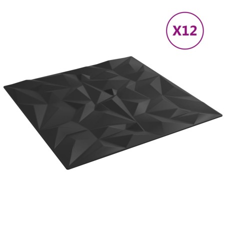 Pannelli Murali 12 pz Neri 50x50 cm EPS 3 m² Ametista