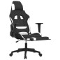 Sedia da Gaming con Poggiapiedi Nero e Bianco in Tessuto Sedia da Gaming con Poggiapiedi Nero e Bianco in Tessuto