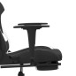 Sedia da Gaming con Poggiapiedi Nero e Bianco in Tessuto Sedia da Gaming con Poggiapiedi Nero e Bianco in Tessuto