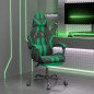 Sedia da Gaming con Poggiapiedi Nero e Verde in Similpelle Sedia da Gaming con Poggiapiedi Nero e Verde in Similpelle