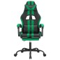 Sedia da Gaming con Poggiapiedi Nero e Verde in Similpelle Sedia da Gaming con Poggiapiedi Nero e Verde in Similpelle