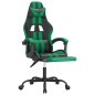 Sedia da Gaming con Poggiapiedi Nero e Verde in Similpelle Sedia da Gaming con Poggiapiedi Nero e Verde in Similpelle