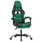 Sedia da Gaming con Poggiapiedi Nero e Verde in Similpelle Sedia da Gaming con Poggiapiedi Nero e Verde in Similpelle