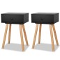 Comodini Set 2 pz in Massello di Pino 40x30x61 cm Neri Comodini Set 2 pz in Massello di Pino 40x30x61 cm Neri