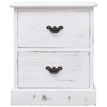 Comodino Bianco 38x28x45 cm in Legno di Paulownia