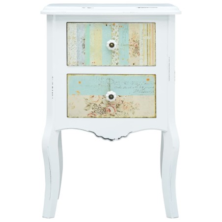 Comodino Bianco e Marrone 43x32x65 cm in MDF