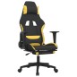 Sedia da Gaming con Poggiapiedi Nero e Giallo in Tessuto Sedia da Gaming con Poggiapiedi Nero e Giallo in Tessuto