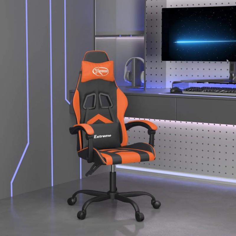 Sedia da Gaming Nero e Arancione in Similpelle Sedia da Gaming Nero e Arancione in Similpelle