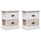 Comodini 2pz Bianco e Naturale 38x28x45cm in Legno di Paulonia Comodini 2pz Bianco e Naturale 38x28x45cm in Legno di Paulonia