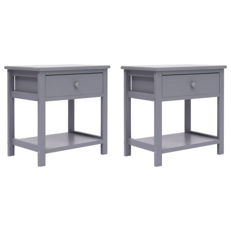 Comodini 2pz Grigi 40x29x42 cm in Legno di Paulonia