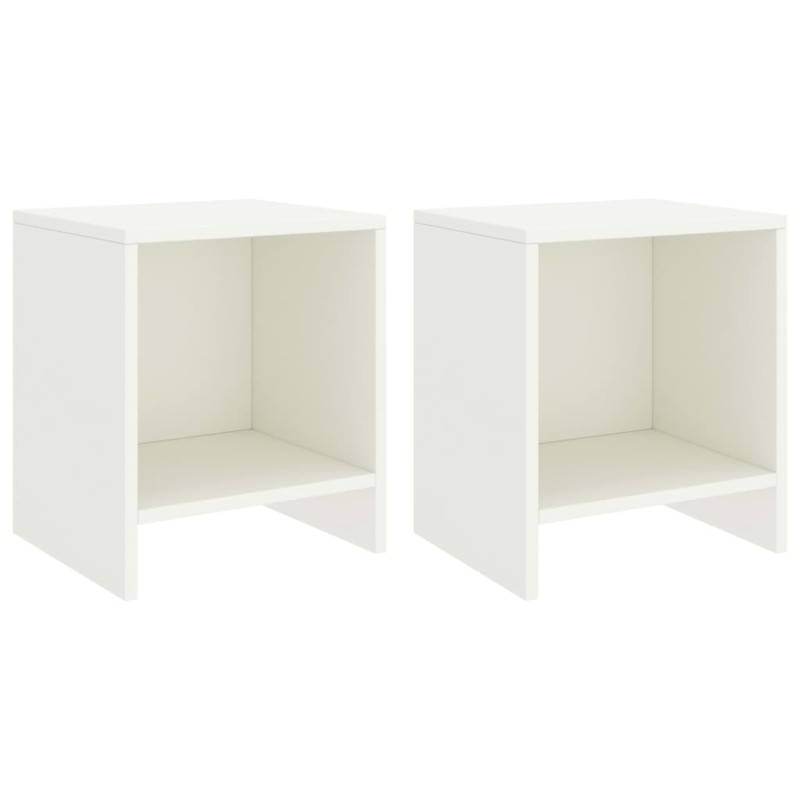 Comodini 2 pz Bianco 35x30x40 cm in Pino Massello
