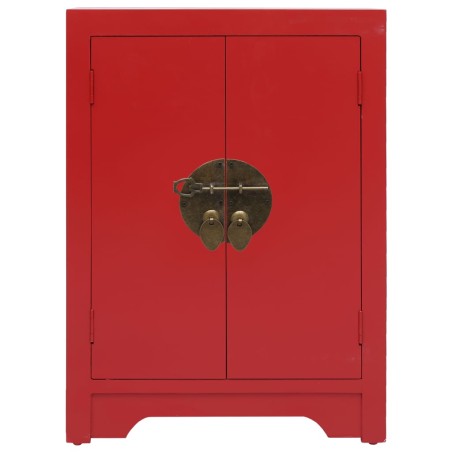 Comodino Rosso 38x28x52 cm in Legno di Paulownia