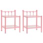 Comodini 2 pz Rosa e Trasparente in Metallo e Vetro Comodini 2 pz Rosa e Trasparente in Metallo e Vetro