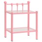 Comodini 2 pz Rosa e Trasparente in Metallo e Vetro Comodini 2 pz Rosa e Trasparente in Metallo e Vetro