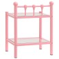 Comodini 2 pz Rosa e Trasparente in Metallo e Vetro Comodini 2 pz Rosa e Trasparente in Metallo e Vetro