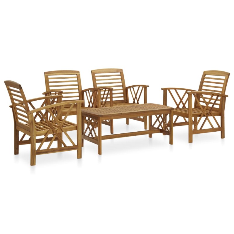 Set Divani da Giardino 5 pz in Massello di Acacia Set Divani da Giardino 5 pz in Massello di Acacia