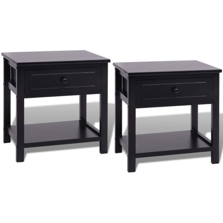 Comodini 2 pz in Legno Neri