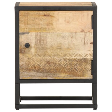 Comodino con Anta Intagliata 40x30x50 cm Legno di Mango Grezzo