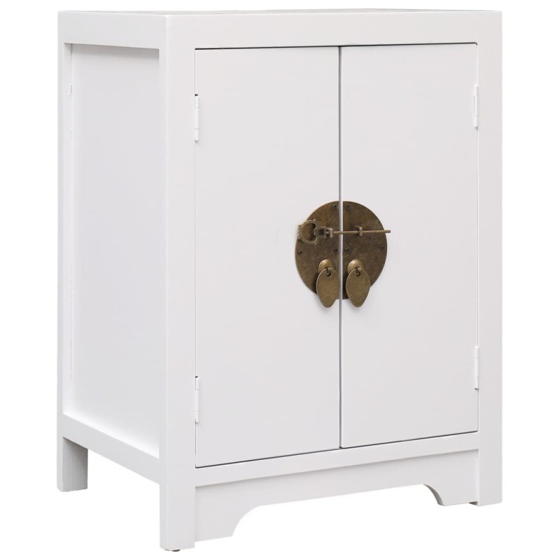 Comodino Bianco 38x28x52 cm in Legno di Paulownia Comodino Bianco 38x28x52 cm in Legno di Paulownia