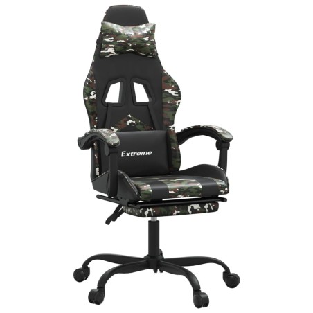 Sedia da Gaming con Poggiapiedi Nero e Mimetico in Similpelle